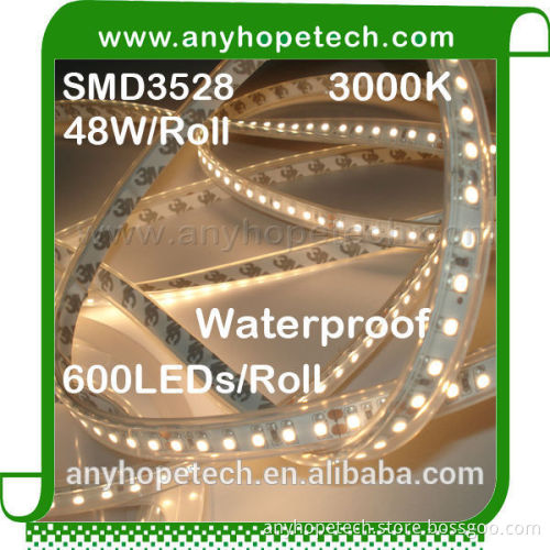 waterproof IP65 24 volt warm white 2400K single color flexible smd 3528 led strip light